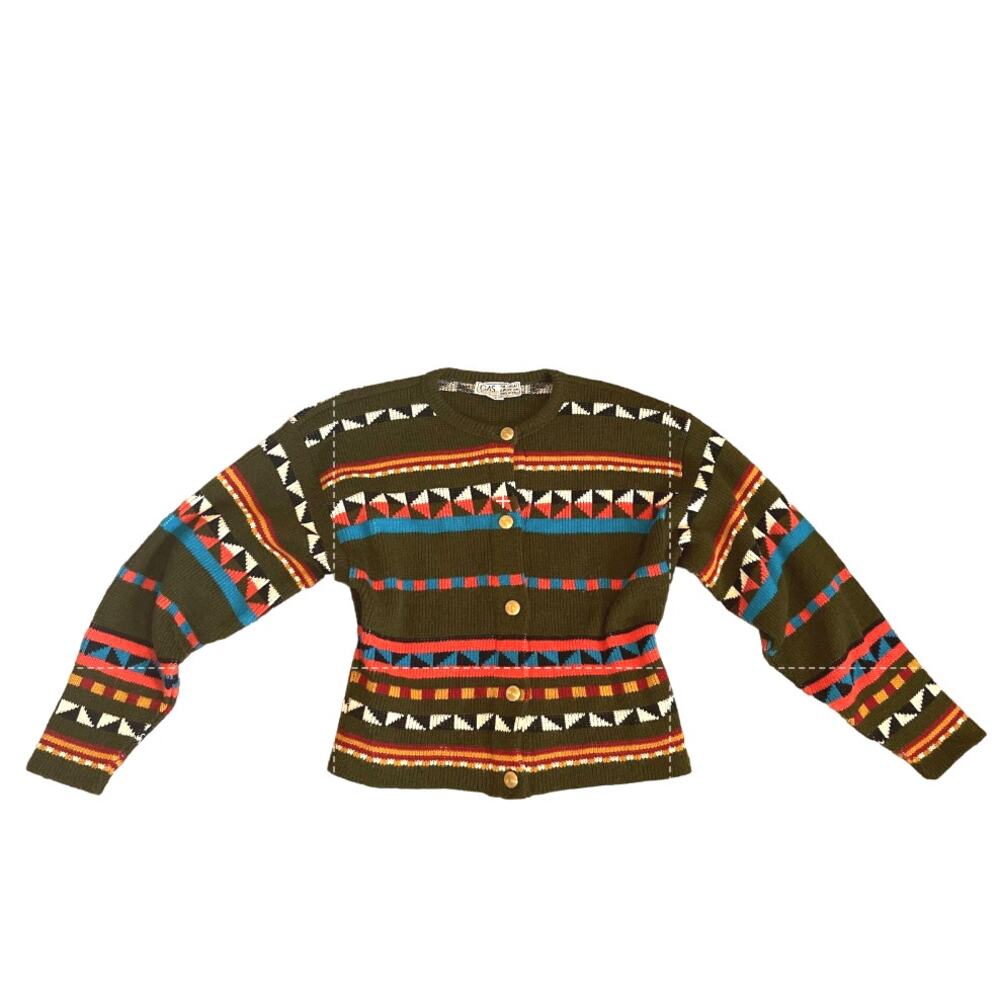 Vintage GAS Geometric Retro Sweater Made in 1989 | Button up Best fits size S-M